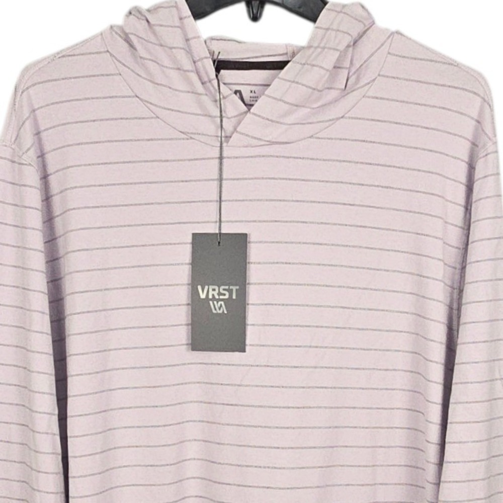 VRST‎ Essential Hoodie Mens XL Light Purple Stripe Stretch Pullover Casual NWT